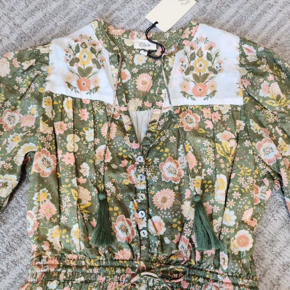 Elan women's Bohemian tiered long sleeve mini dress size M - Picture 6 of 11